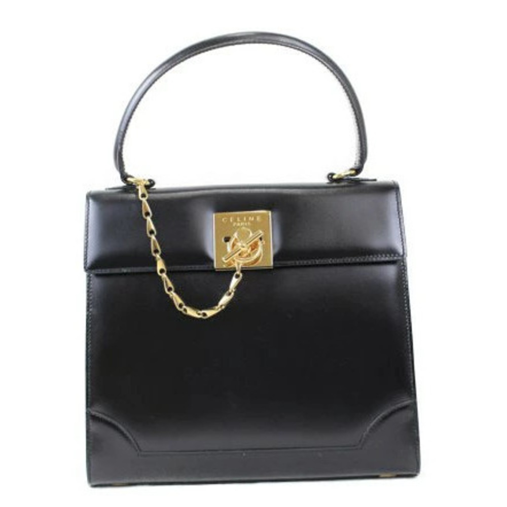 CELINE Bag Black Leather Handbag Shoulder